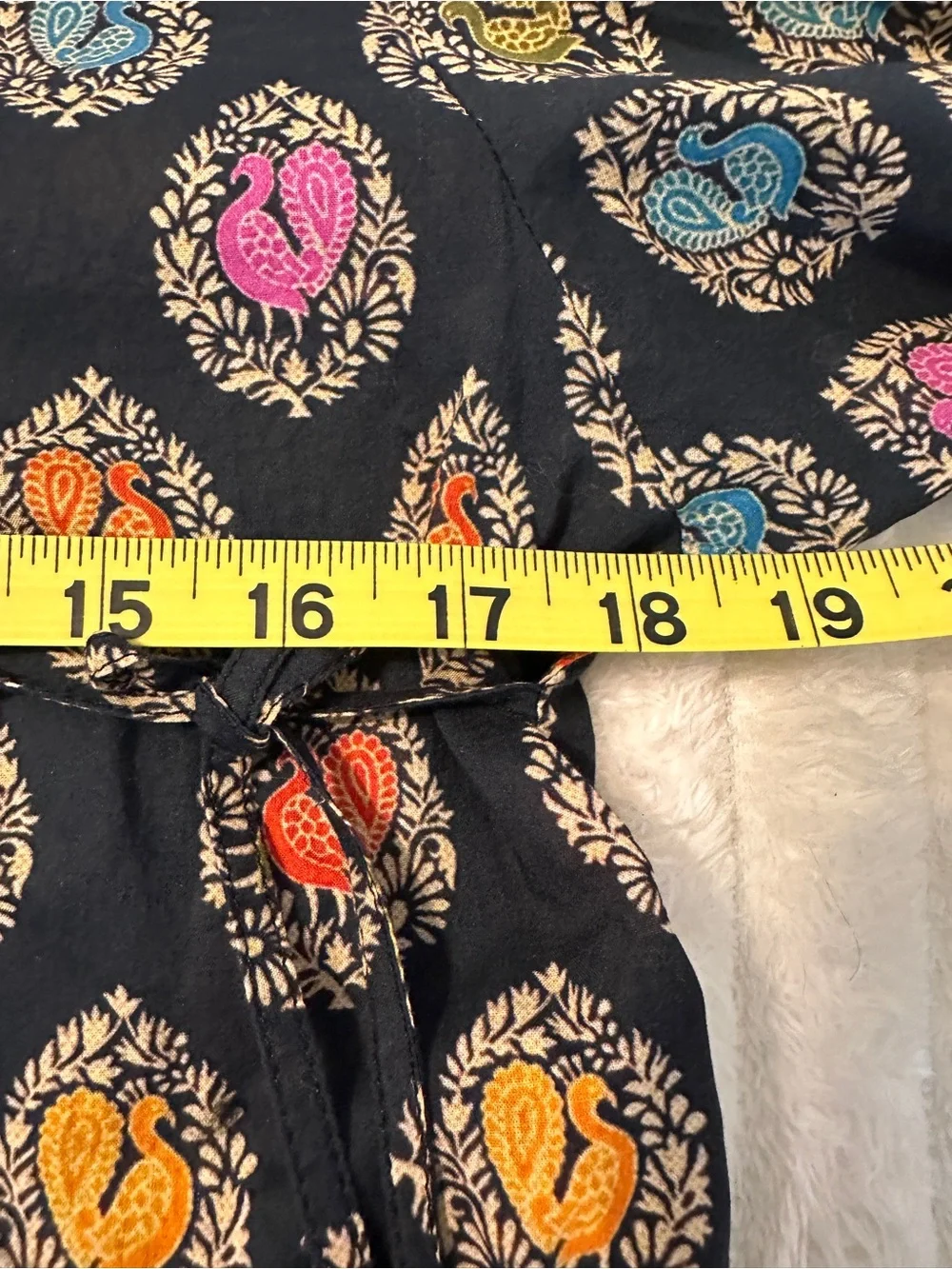 Rang Ja Black Printed Long-Sleeve Pakistani Wrap-Style A-Line Kurta/Dress